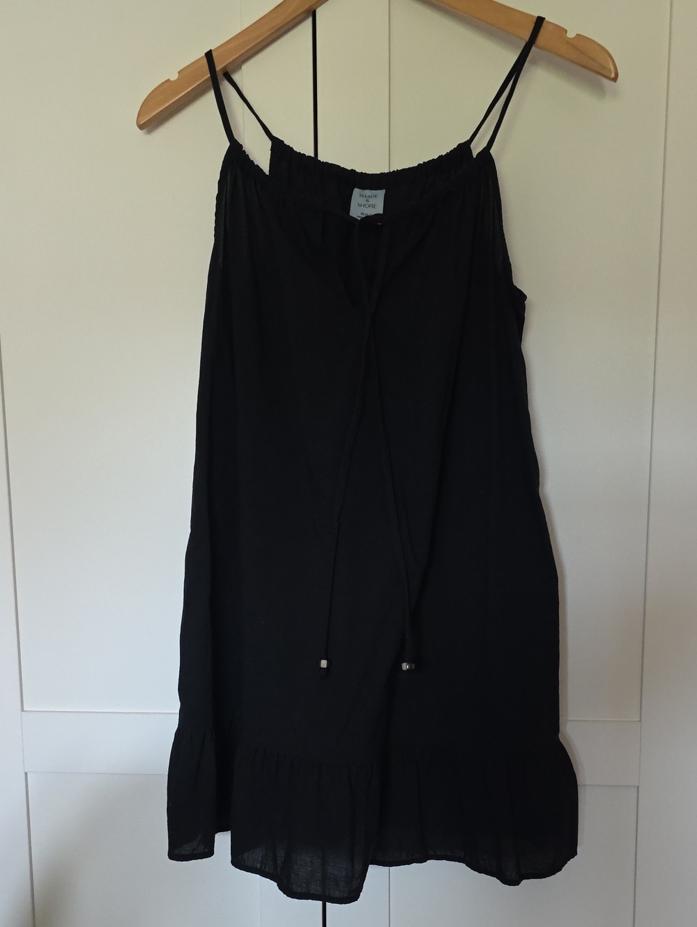 Shade & Shore Black Cotton Beach Dress Cover Up XS 0-2